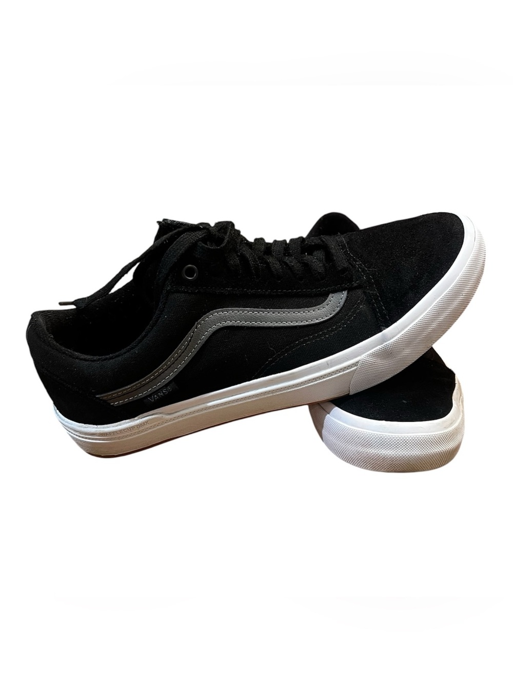 Vans box old school Black Low-Top Sneakers with Gray Side Stripe size 11